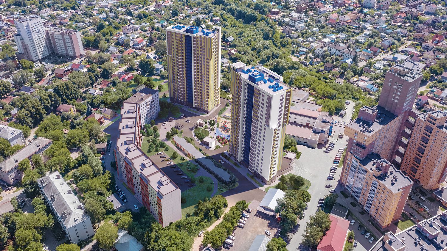 ЖК Янтарь визуализация жк с высоты птичьего полета