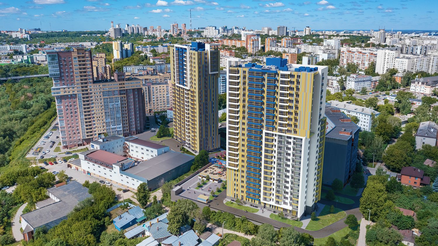 ЖК Янтарь визуализация жк вид сверху